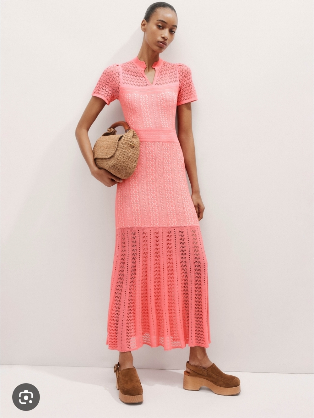 ME+EM Womens Pink Luxury Stich Knit Boho Maxi Dress. Sz 10 Beach Resortwear NWOT - Picture 7 of 12